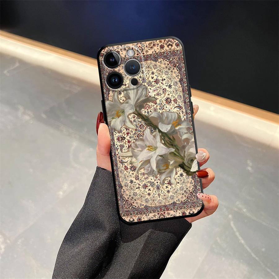 Чехол для iPhone 7 8 17Air 13 12 11 17 Pro Max XS Max XR 15 16 14 Plus Черный Мягкий Чехол для Телефона Ретро Этнический Узор с Тотемами