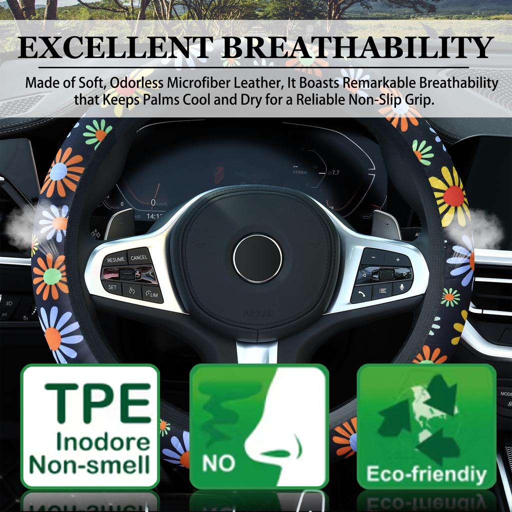 Чехол на руль автомобиля дышащий нескользящий без внутреннего кольца эластичный ультратонкий эластичный национальный ветряк чехол на ручку