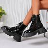Модные и удобные женские ботинки с промежуточной подошвой Осень Зима Круглый носок Повседневные На толстой подошве Удобные ботфорты