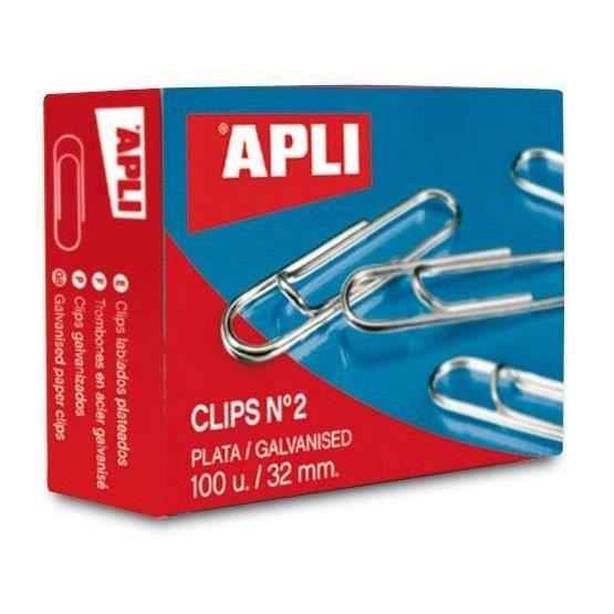 Trombones - APLI - 26 mm - Boîte de 100 - Acier galvanisé - Métallique
