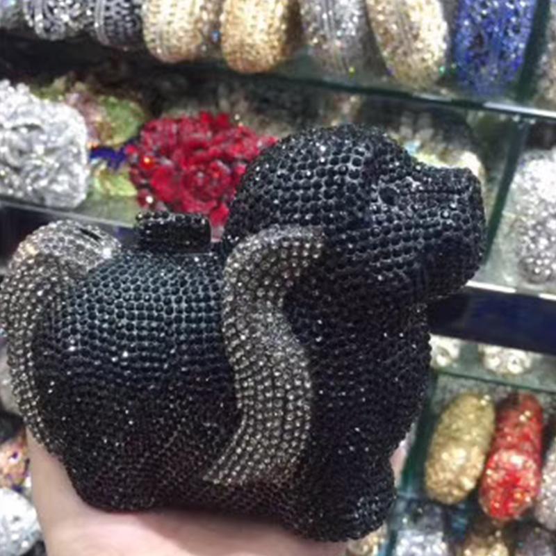 Puppy Diamond Evening Bag Dog Crystal Handbag Rhinestone Bags Wedding Bridal Purse Luxury Crystal Clutches Women Party Purses