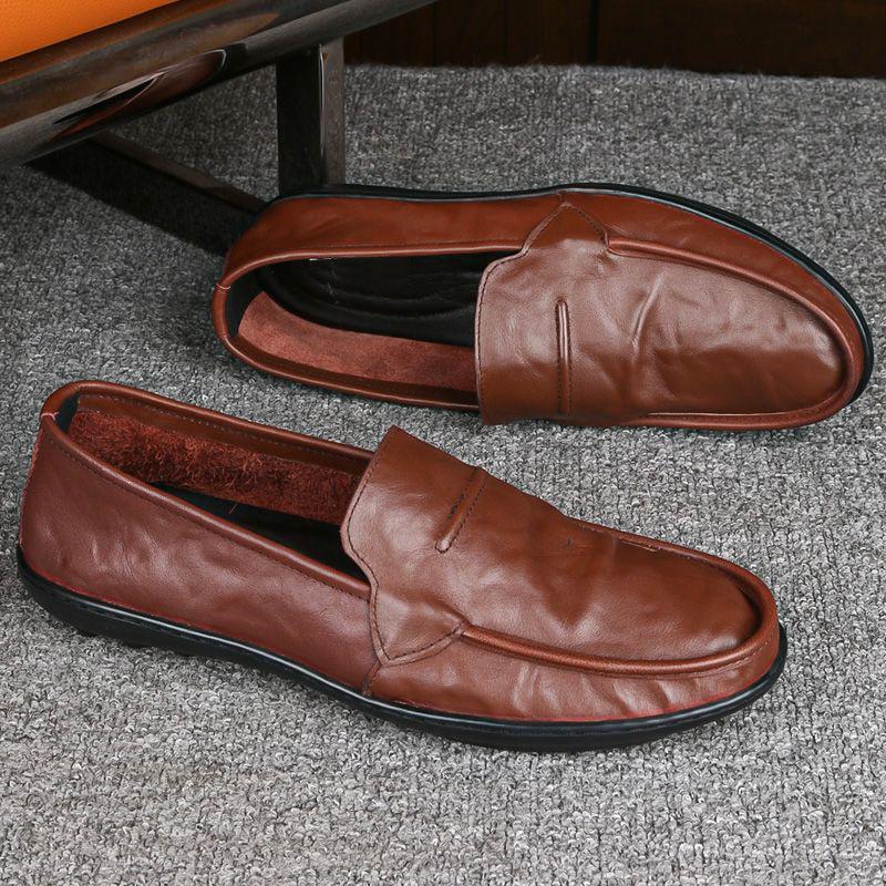 Кожаная обувь удобная, легкая и дышащая, тонкие туфли Doudou, мужская повседневная обувь на мягкой подошве, деловые кожаные туфли в британском стиле