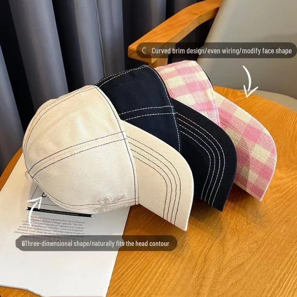 2024 Женская бейсболка с корейской 3D вышивкой: Повседневный дизайн солнцезащитного козырька Duckbill для более стройного образа