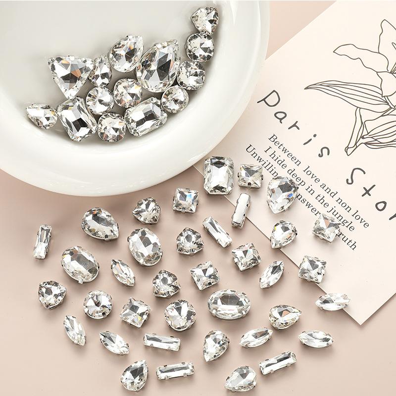 Поставка Стеклянная дрель-коготь, сшитая вручную, пряжка из алмазного кристалла, своими руками, свадебная одежда, аксессуары для волос, пряжка для обуви, аксессуары, смешанные 50 шт.