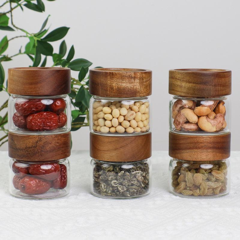 Контейнер для хранения кофейных зерен, стеклянная трубка с деревянным инструментом, пробирки в бутылках для хранения зерна, деревянные герметичные канистры, инструмент для бариста, подарок