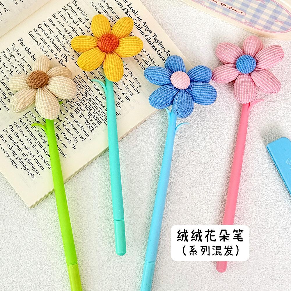 10Pcs/Lot Cute Fabric Tulip Flower Gel Pen 0.5mm Black Ink Cartoon Neutral Pens Stationery School Office Signature Pen Gifts