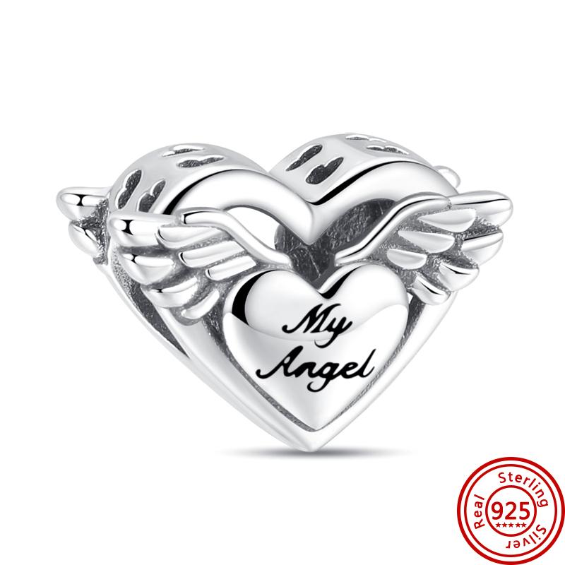 Angel Heart Wing Feather Balloon Pavé Newest Sale Beads Fit Original Charm Bracelet 925 Sterling Silver Jewelry