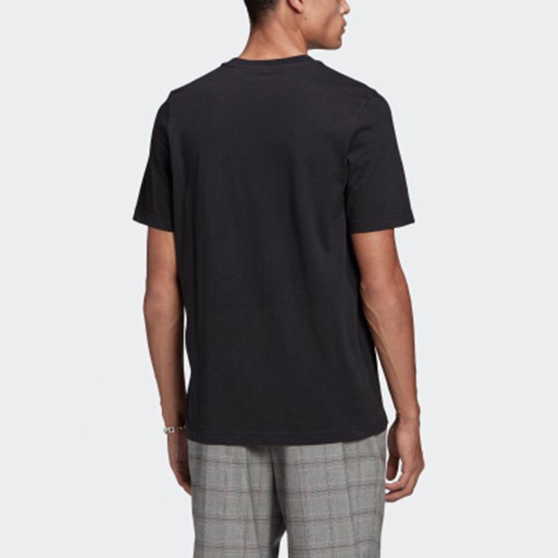 Adidas Футболка с коротким рукавом и круглым вырезом с принтом логотипа-трилистника Originals, мужская, черная, GN3462