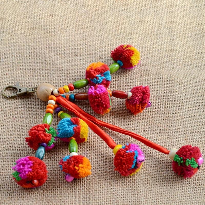 1 шт. Подвеска Ручная работа Сумка Кошелек Брелок Кисточки Сделай сам Плюшевый Помпон Брелок Кольца для ключей