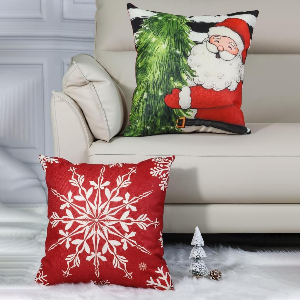 Christmas Home Double-sided Printed Santa Claus Sofa Pillow Cushion Covers Available for Variety
