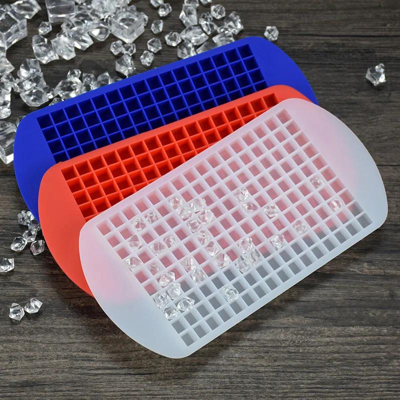 160 Grid Mini Silicone Ice Tray Ice Cubes Foldable Ice Mold Breaker Grid Tray Small Square Mold Maker Silicone Mold
