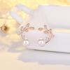 Gentle, Small, Micro-insert Zircon Leaves Pearl Earrings for Women
