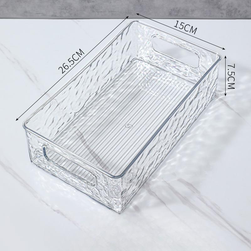Transparent Glacial Grain Storage Box Household Rectangular Plastic Box Desktop Cosmetics Living Room Organizer Box