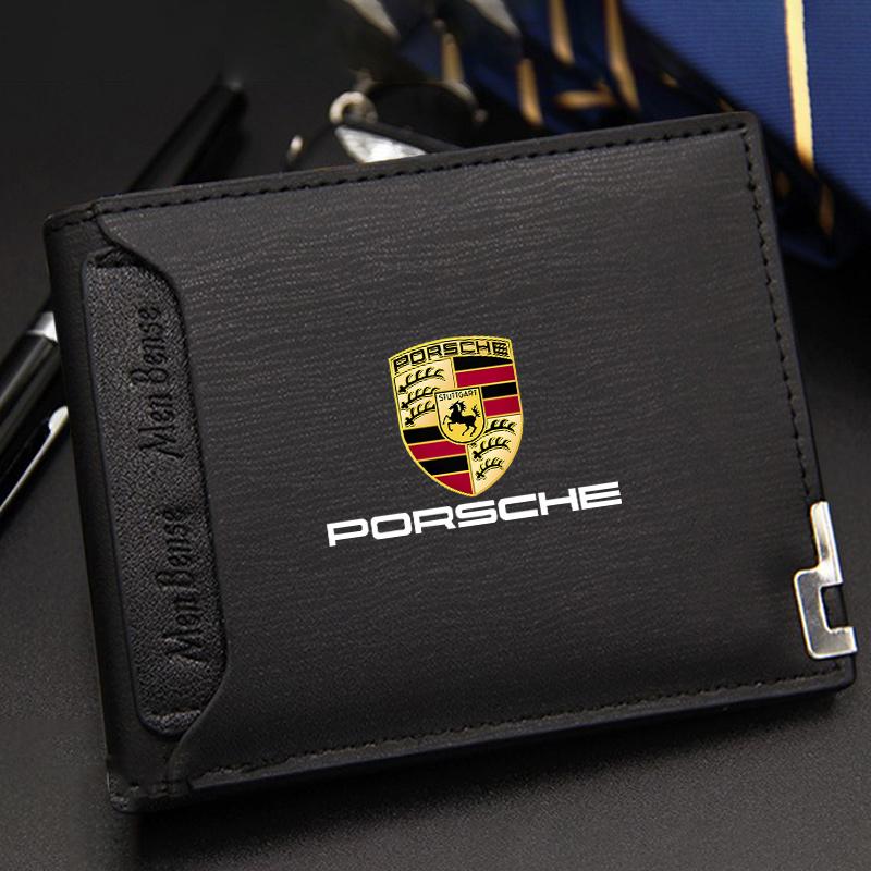 For Porsche KO2Car Driver's Licence Organiser Insurance Card Holder Car Emblem Soft Wallet For Porsche 911 Cayenne 918 Pajun 718 Panamera Macan