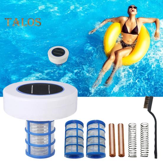 Солнечный очиститель воды, очиститель бассейна на солнечной энергии, плавающий очиститель воды с 2 медными элементами для пресноводных бассейнов с соленой водой, спа