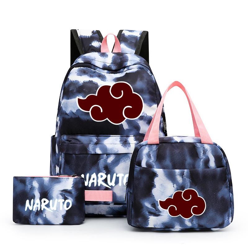 3 шт., школьный рюкзак в стиле аниме для девочек Y2K с сумками для обеда, школьный рюкзак, комплект холщовых сумок, детская сумка-ручка