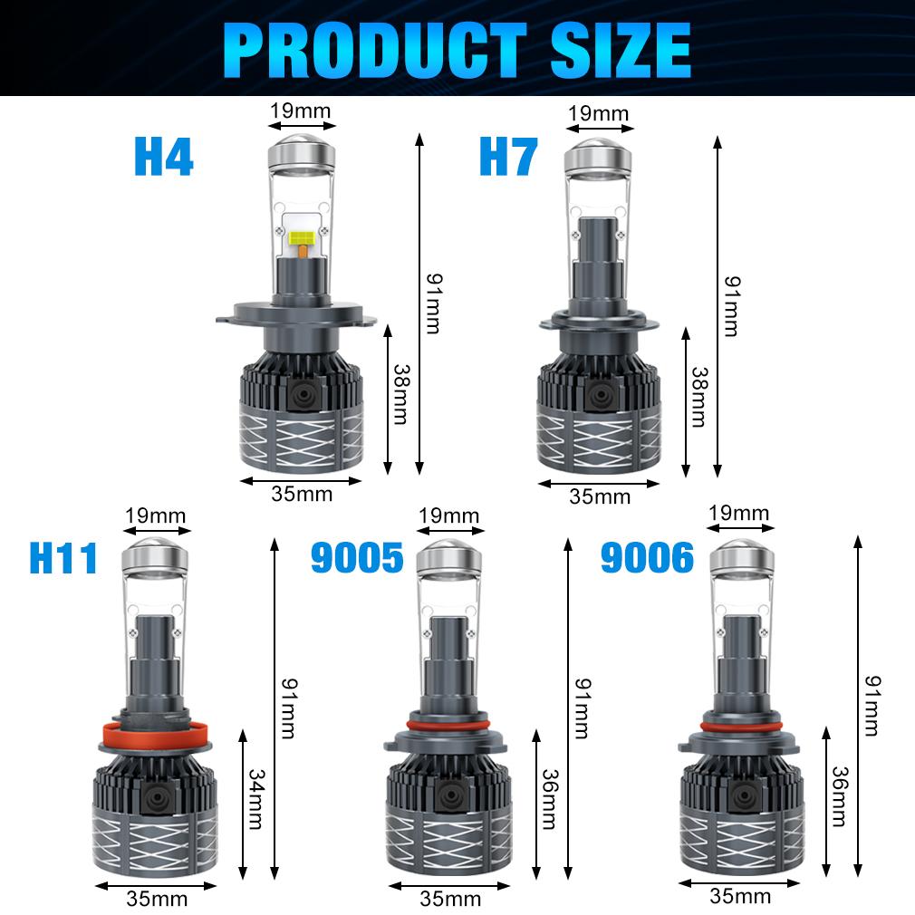 2 шт. H4 H7 светодиодные линзы проектора фар H8 H11 9005 HB3 9006 HB4 автомобильные лампы Canbus с медной трубкой 120 Вт 50000 лм мощные мини-фары LHD 6000 К белые