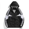 Men's Casual Sports Windbreaker for Spring and Autumn, Thin Design with Three Stripes, Loose Fit, Plus Size Hooded Jacket, Cardigan Jacket