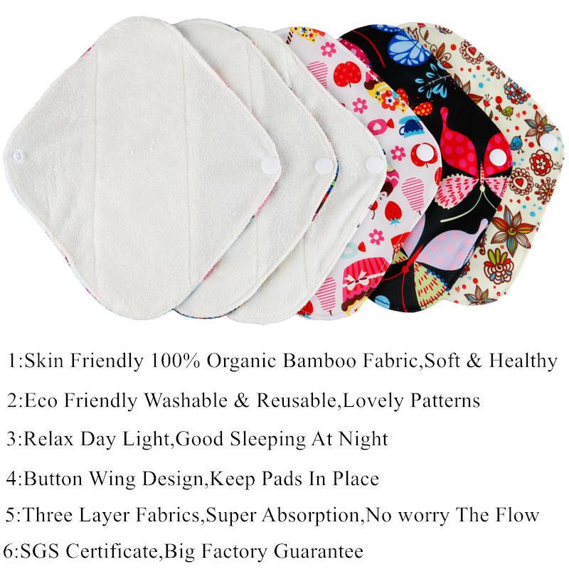 7Pcs 100% Organic Bamboo Panty Liner Set Reusable & Waterproof & Super Avsorbent