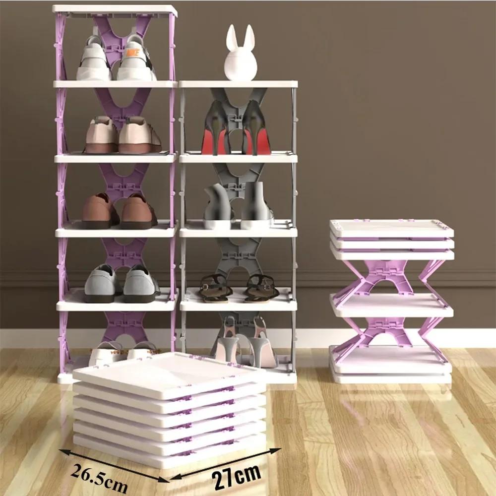 Foldable Shoe Rack PPE Material Multi-storey Storage Shoes Cabinets Save Space Modern Simplicity Dustproof Storage Containers