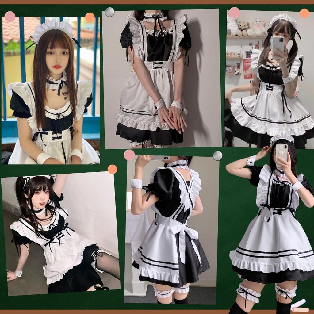 Костюм горничной BeLoved с полным комплектом Little Plus Идеально подходит для культурной школы с горничной и косплея Хэллоуин и популярные колготки для косплея в стиле бэбидолл, (Размеры