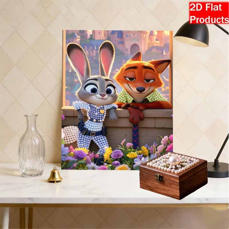 Disney Жемчужная живопись Сделай сам Джуди и Ник из Зверополиса Жемчужное искусство Жемчужная роспись драгоценными камнями, Поделки для украшения стен дома