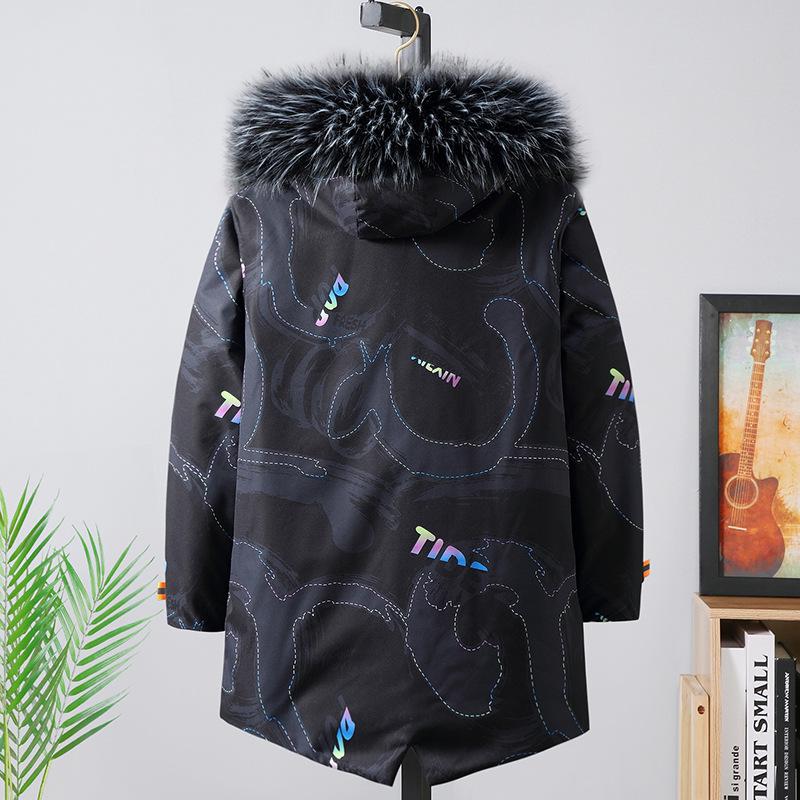 11XL Plus Fat Extra Large Size Parker Jacket Men's Fat Mid-length Loose Casual warm and windproof Plus Velvet Thick Hooded Padded Jacket
