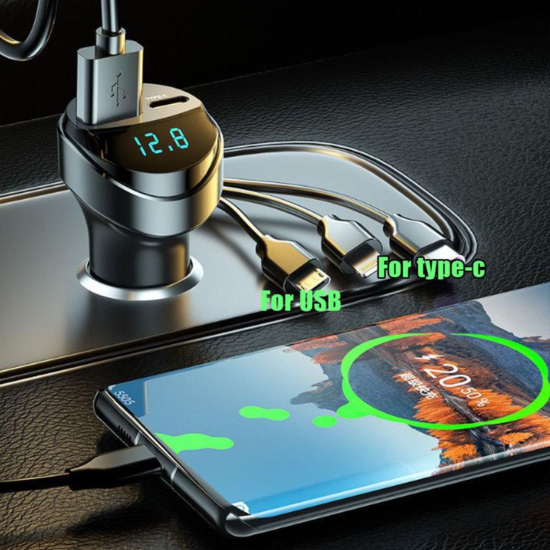 1pc Universal Car 3.1A 55W Quick Charge Auto Three Wire Charger Car Voltage Display Fast Charging Charger Car Accessories