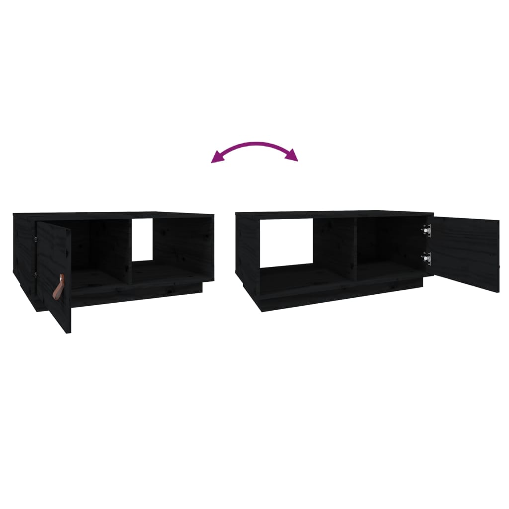 Stolik kawowy, czarny, 80x50x35,5 cm, lite drewno sosnowe