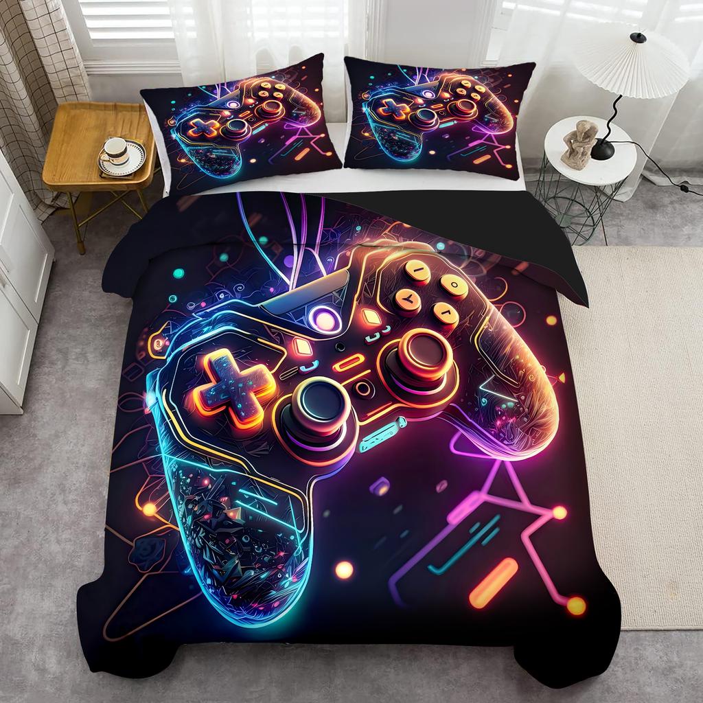 Мультяшный Крутой Игровой Контроллер 3D Принт Комплект Пододеяльника Модный Для Мальчиков Мужской Постельный Комплект Полиэстер Мягкий Удобный Пододеяльник