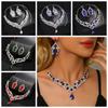2Pcs/set Crystal Bridal Necklaces Earrings Elegant Necklace Earrings Set  Banquet