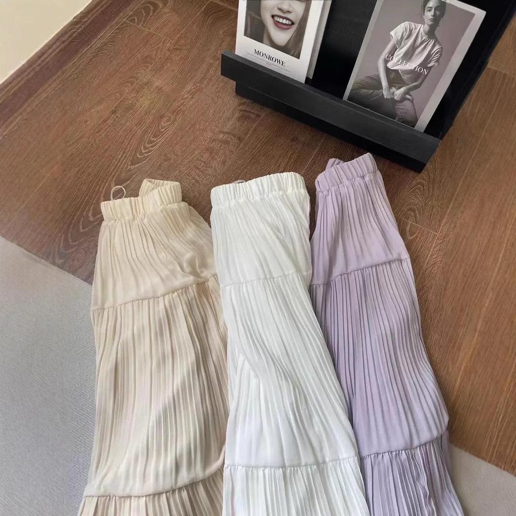 Длинная плиссированная юбка фиолетового цвета с высокой талией 2025 года — нежный, универсальный стиль феи для ранней весны