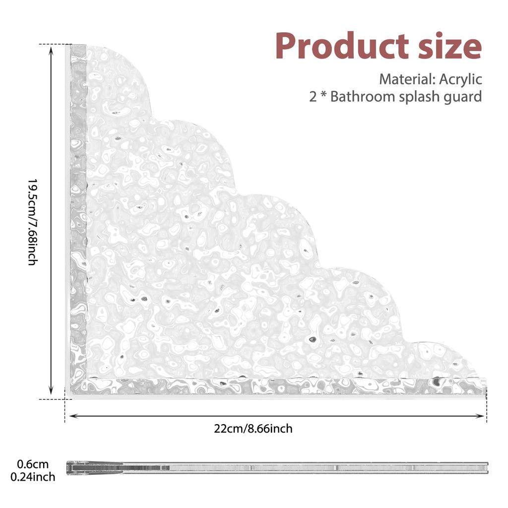 2 шт. самоклеящиеся акриловые брызговики для душа с силиконовым основанием, водонепроницаемые прозрачные бортики для ванны, легко устанавливаются