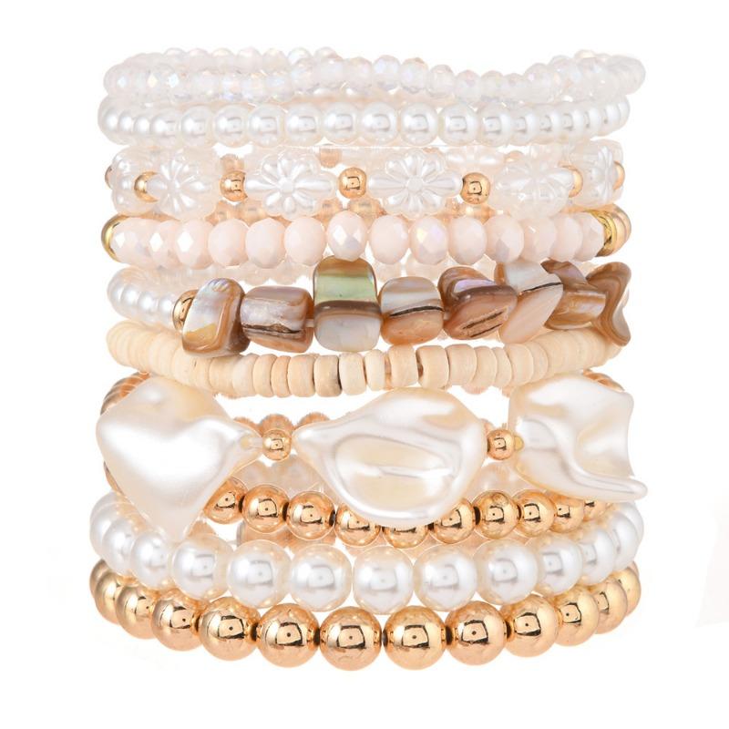 Набор украшений из 10 штук, модный браслет из бусин, простой браслет из жемчуга особой формы