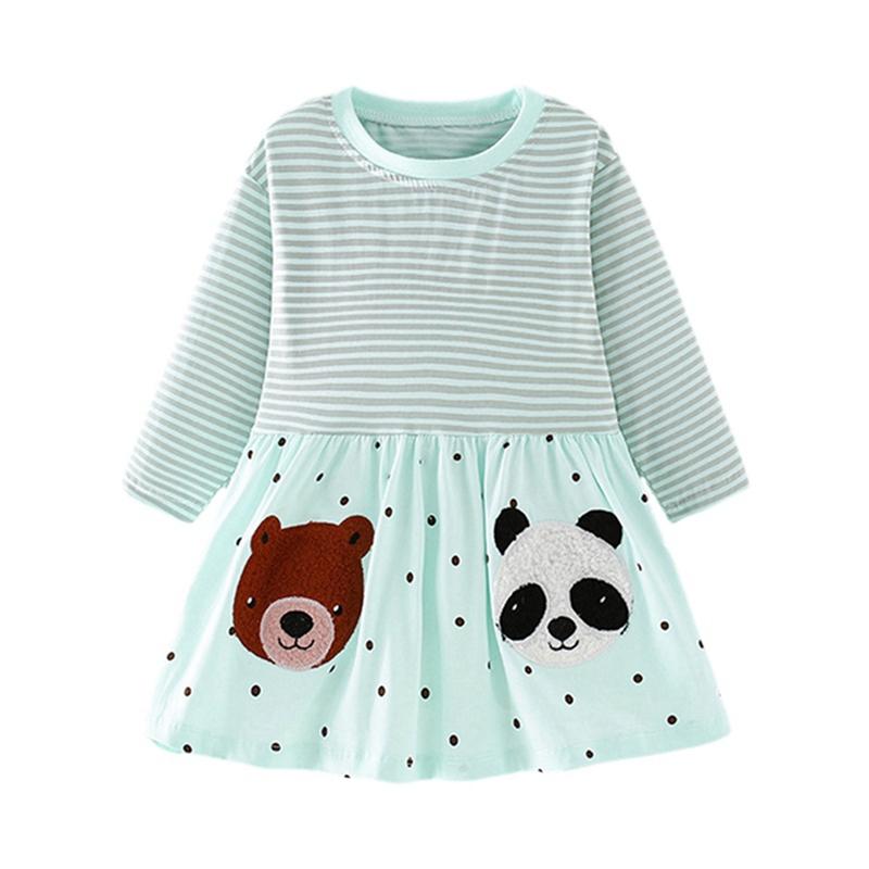 Kids Dress Children Girls Long Sleeve Round Neck Dress