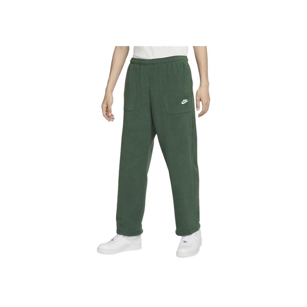 Nike Sportswear Club Fleece Solid Color Drawstring Warm Straight Leg Casual Pants Men Bottoms Fir-Green White FZ0900-323