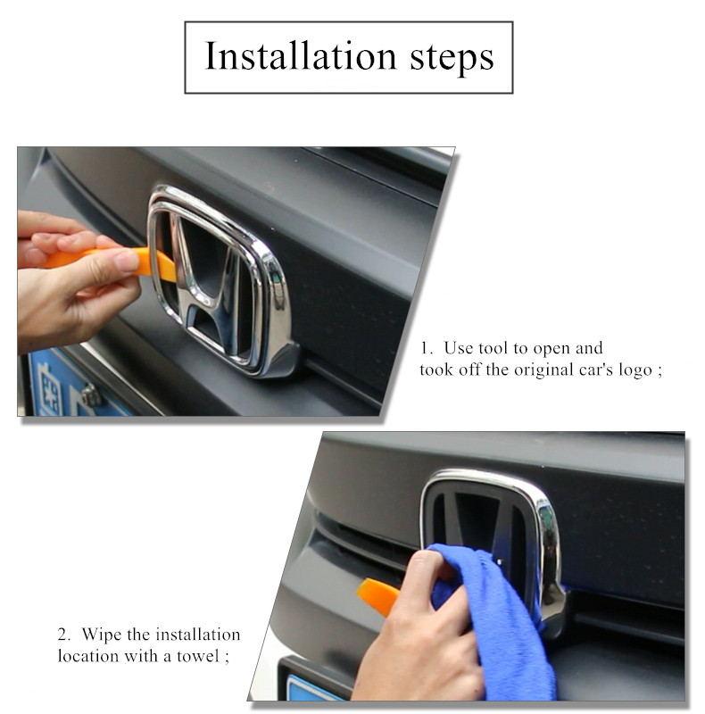 MPC4 Car Front Grille Badge Auto Steering Wheel Trunk Decorate Stickers For Honda FIT 2014-2018 Year Civic 8th 9th 9.5th 10th Generat