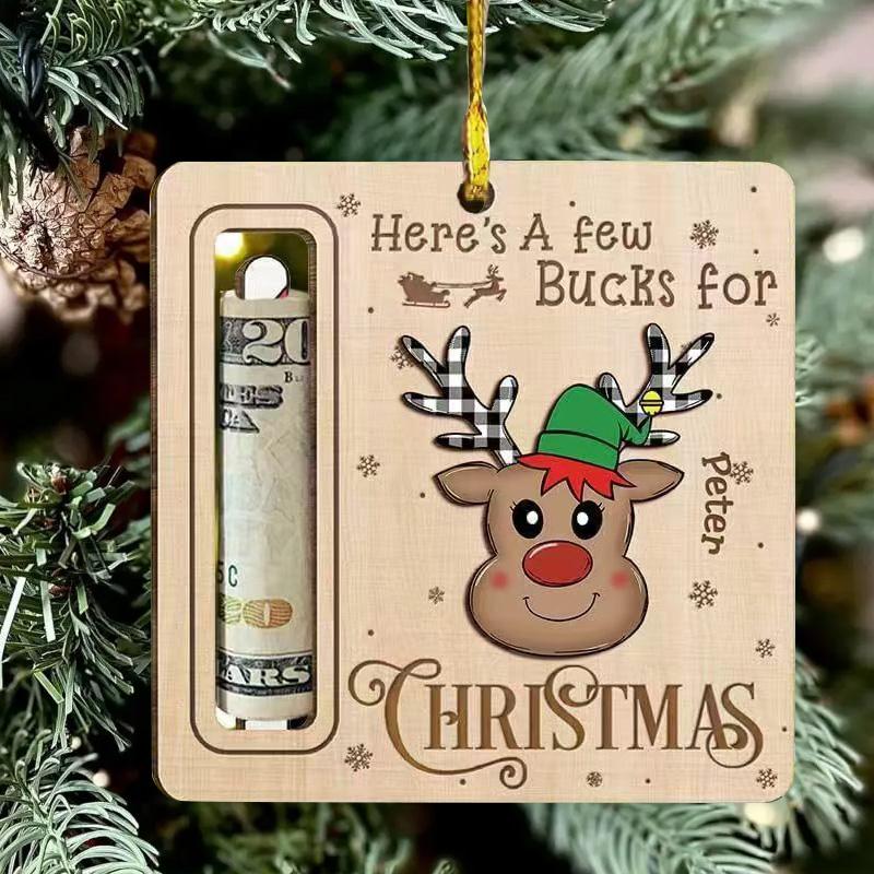 1 шт. Милый держатель для денег Рождественская елка Подарочные карты Деревянные С Новым годом