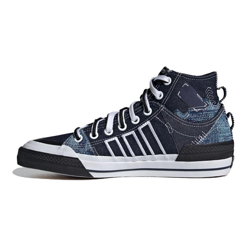 adidas Оригинальные Nizza Hi Dl Canvas Denim Дышащие Кроссовки Мид-топ Унисекс Кроссовки Синие Белые GV9917