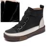 Women Suitable for Spring, Autumn and Winter Shoes Flat Genuine Leather Color Matching Front Tie Ladies Single Boots Trend Girl Student Shoes