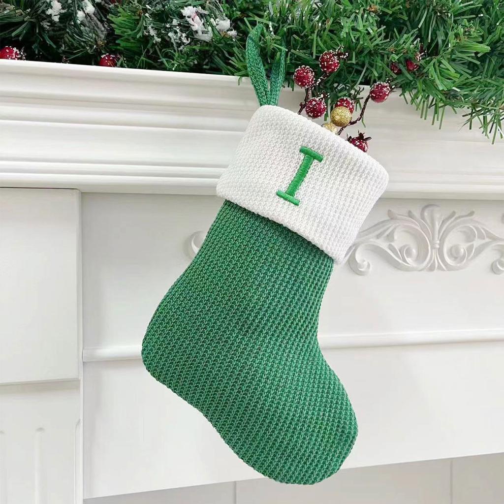 Рождественские чулки, маленькие вышитые буквы, вязаные рождественские подвесные чулки, украшения, декор для рождественской вечеринки