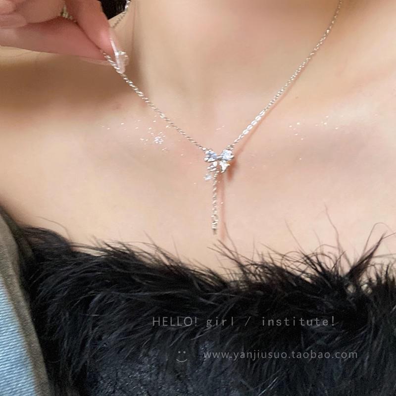 Легкая роскошь, нишевое жемчужное ожерелье, женская универсальная высококлассная цепочка на ключицу из титановой стали с бабочкой, шейная цепочка