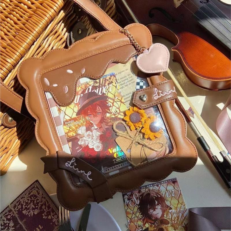 Sweet Cute Cookie Crossbody Bag Women Anime Badge Display Large Capacity Square Ita Bag Ladies Harajuku Handbag Shoulder Bag New