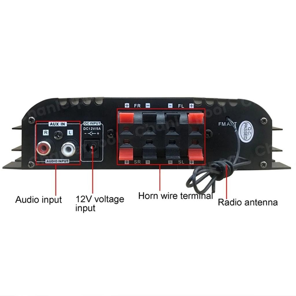 Пиковая мощность 1600 Вт Hi-Fi усилитель звука Цифровой 4-канальный аудиоусилитель Bluetooth Караоке-плеер FM-радио Поддержка пульта дистанционного управления
