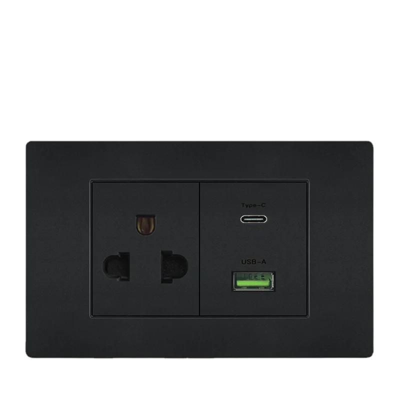 Бразилия Черный США Универсальная 20A розетка, Usb Smart Type-c 20W Быстрая зарядка Usb настенная розетка Италия Чили Выключатель света