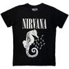 Nirvana Carbon TShirt Seahorse Logo Mono Black OFFICIAL NEW