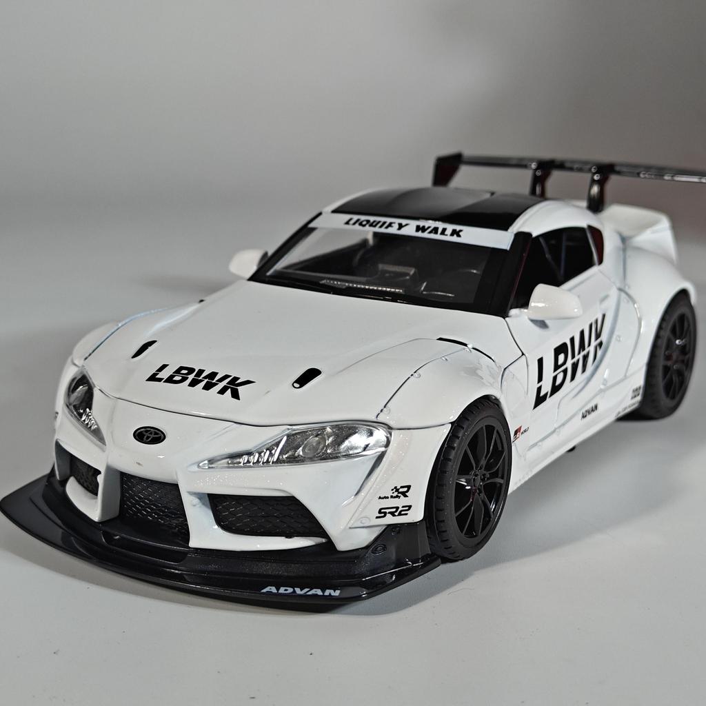 uwhpc2 1:22 Toyota Supra Alloy Diecast Racing Car Model Simulation Sound And Light Toy Desktop Ornaments Holiday Present For Childrens
