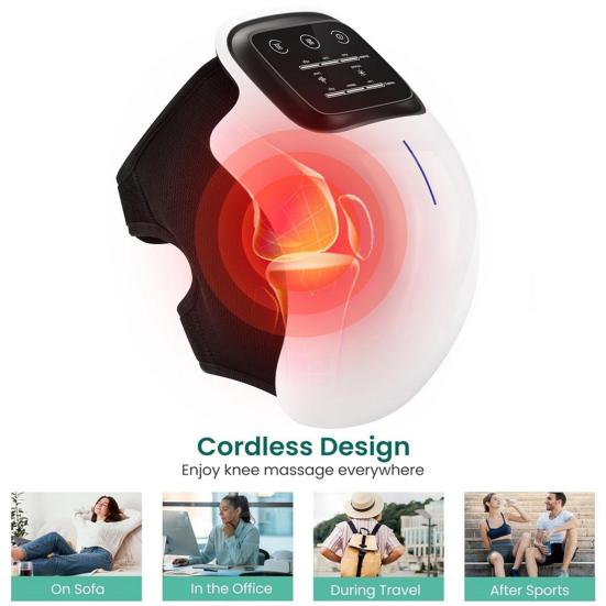 Подогреваемый массажер для коленей Регулируемый согревающий наколенник со светодиодным сенсорным экраном и вибрацией Перезаряжаемая греющая подушка для коленей для ухода за суставами