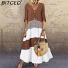 Women's Fashion Summer Spring 2/1 Sleeve V-Neck  Casual Dresses