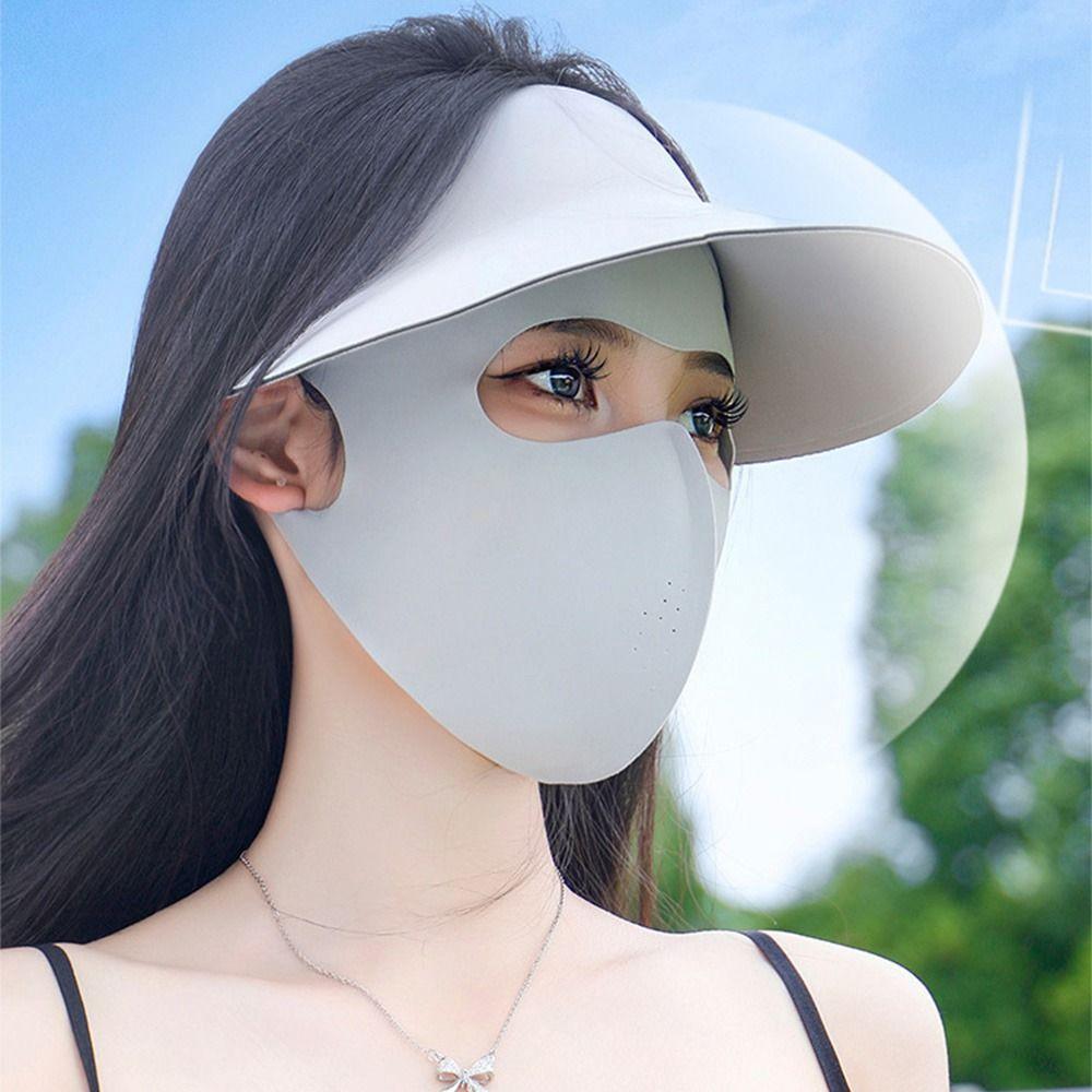 Full-Face Ice Silk Face Cover Reusable Ice Silk Sunscreen Mask Fashion UV Face Mask  Hiking